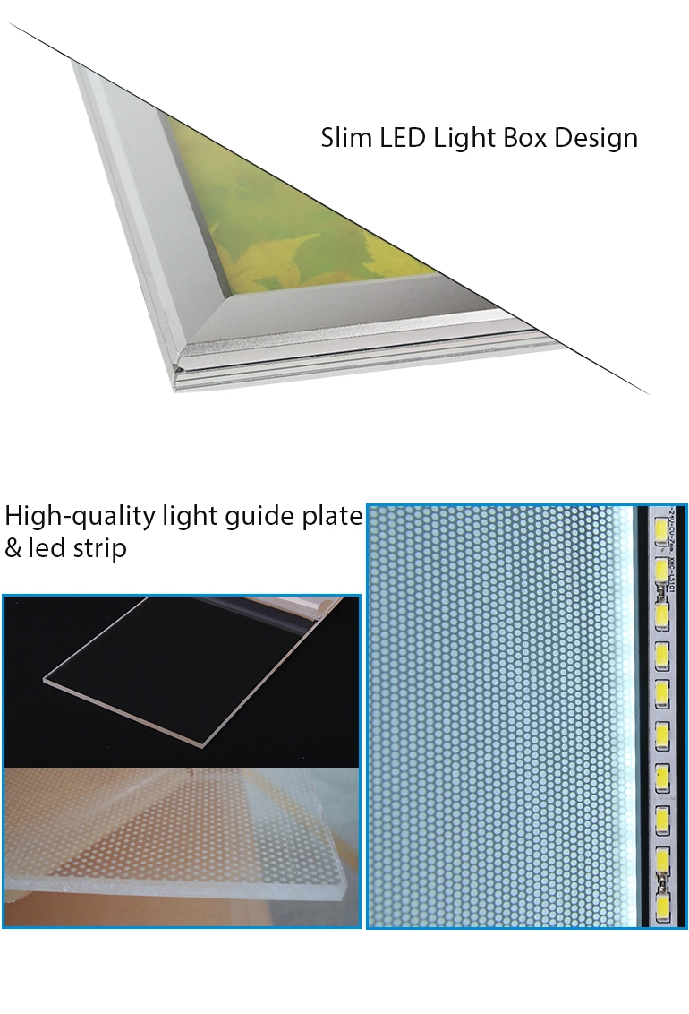 Wall Mounted Aluminum Snap Frame Slim Light Box LED Light Guide Plate